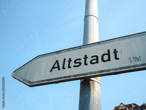 Street sign for old town or Altstadt in German language