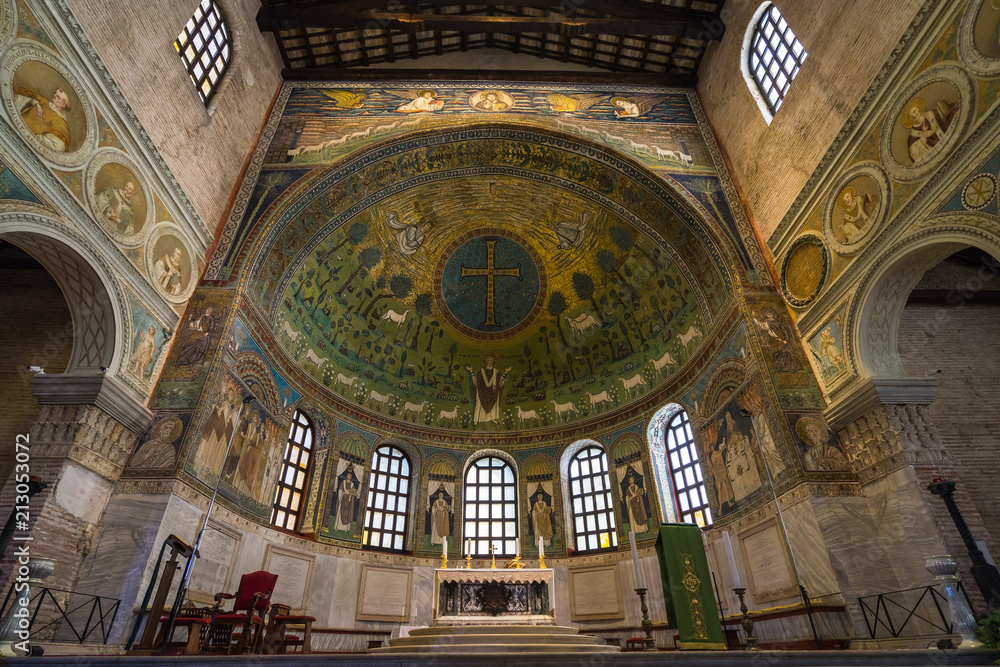 Apse of the Basilica of Sant'Apollinare in Classe decorated with mosaics, Ravenna, Emilia-Romagna, Italy