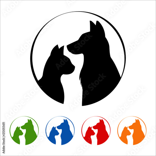 Cat and dog logo on white background