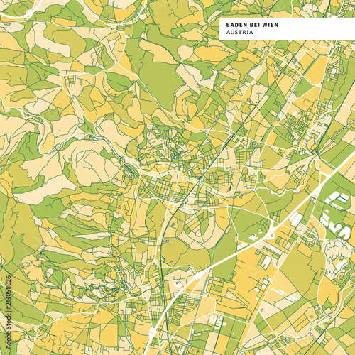 Colorful map of Baden bei Wien, Austria photo