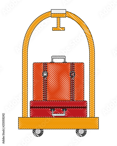 hotel luggage trolley and suitcases old fashion