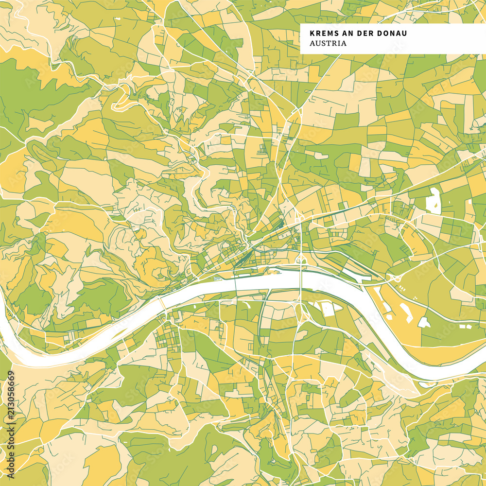 Obraz premium Colorful map of Krems an der Donau, Austria