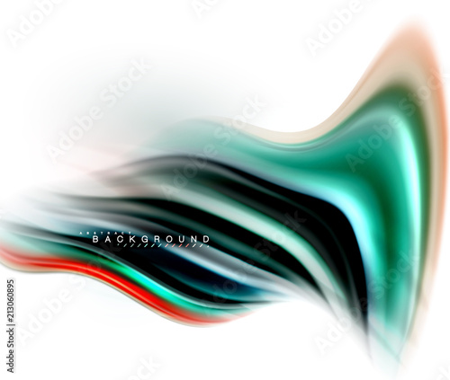 Fluid liquid mixing colors concept on light grey background, wave and swirl curve flow line, trendy abstract layout template for business presentation, app wallpaper banner, poster or wallpaper