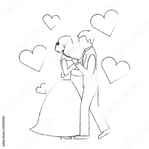 bride and groom wedding day and first dance love hearts