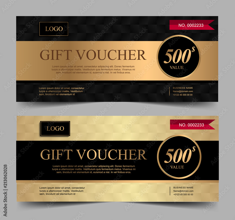 HD Black & Gold Gift Card Voucher Coupon Template PNG