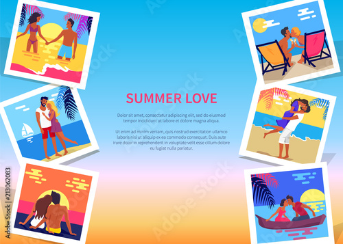 Summer Love Poster with Couples on Vacation Photos