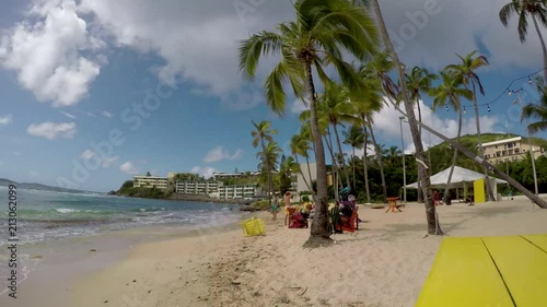 Time Lapse on the beach at Bolongo Bay on St Thomas Island photo