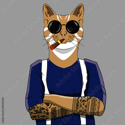 Hipster Cat Smoking