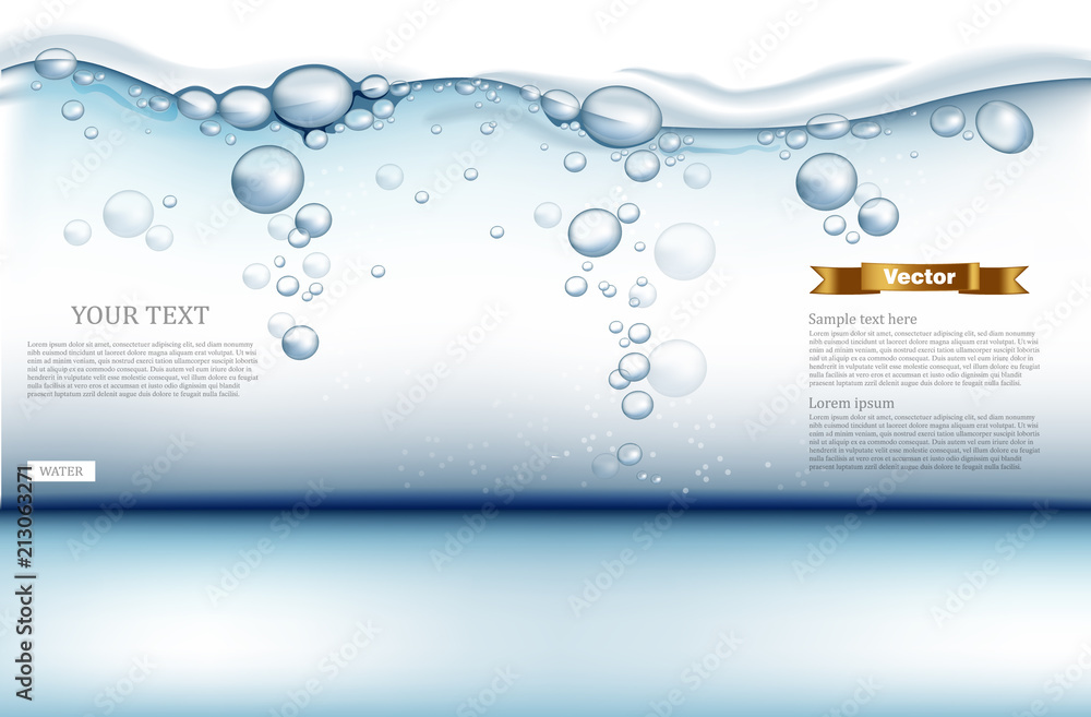 Digital Vector under water background with bubbles, water drops and ...