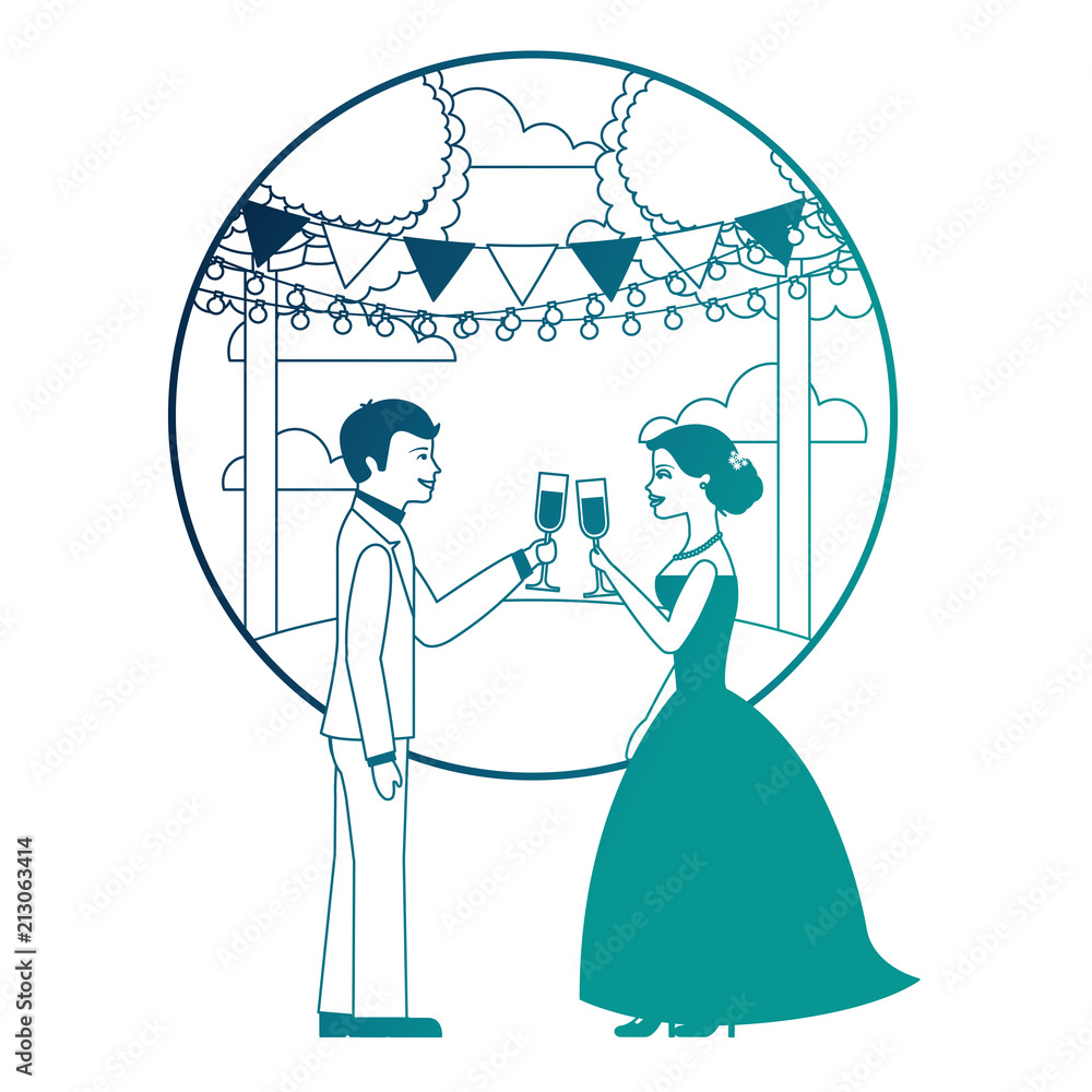 married couple in landscape with cups celebrating married couple in landscape with cups celebrating