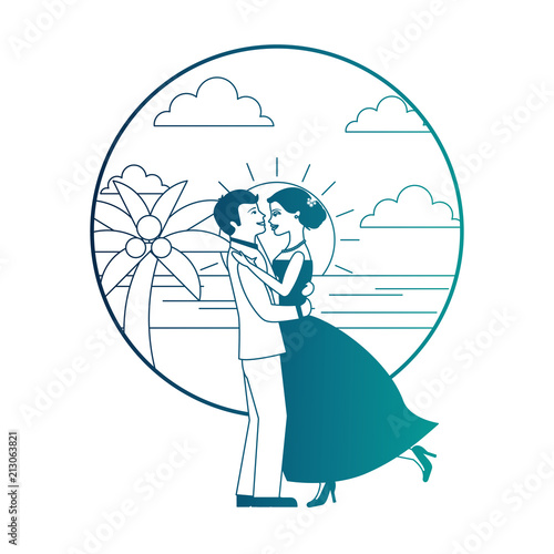 married couple dancing in beach isolated icon photo