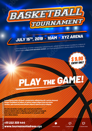 Modern basketball poster template with sample text