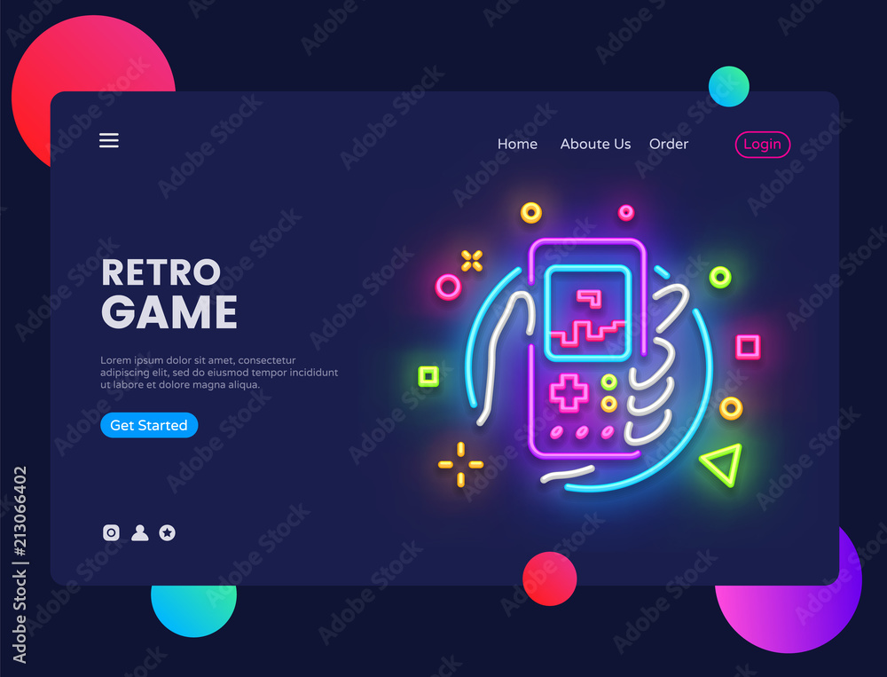 Retro games website concept banner design Vector Image