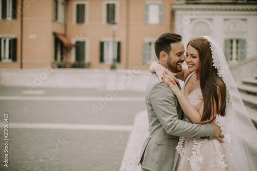 Young wedding couple on Spanish stairs in Rome © BGStock72