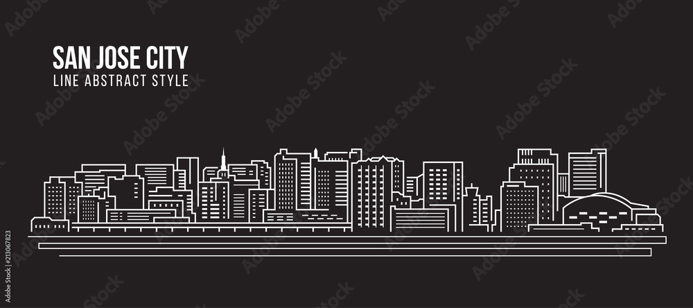 Cityscape Building Line art Vector Illustration design - san jose city