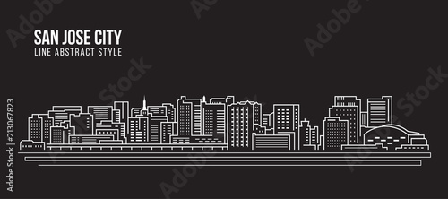 Cityscape Building Line art Vector Illustration design - san jose city photo