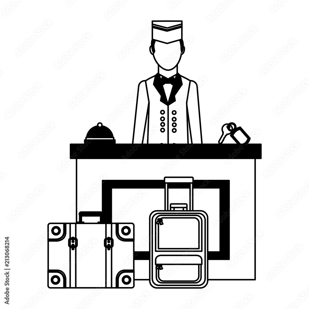 hotel manager reception bell key and suitcases hotel manager reception bell key and suitcases