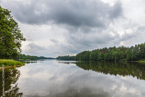 Cloudy sky over calm lake
