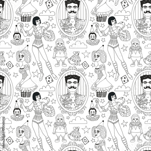 Vintage circus. Seamless pattern