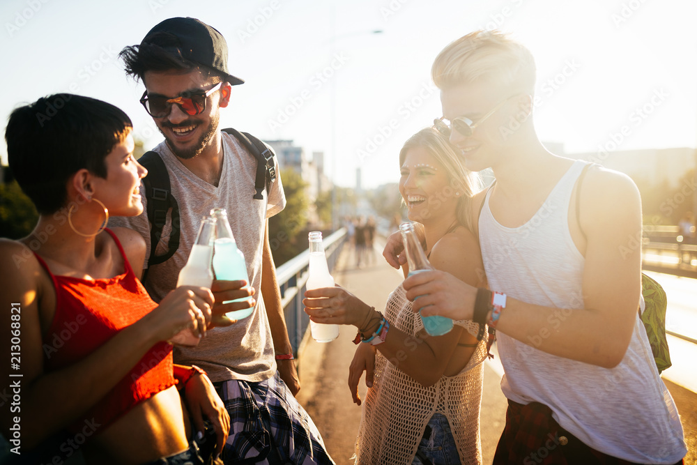 Group of young friends having fun together Group of young friends having fun together
