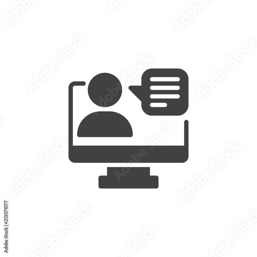 Video conference vector icon. filled flat sign for mobile concept and web design. monitor user simple solid icon. Symbol, logo illustration. Pixel perfect vector graphics
