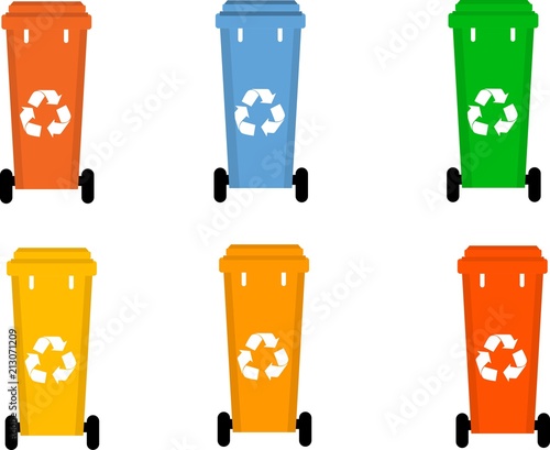 Recycling containers set, isolated vector illustration