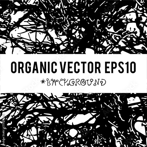 Organic vector background with nature foliage textures and dark grunge items for creation of design banners, music cover, wallpapers ,flyers, web sites with grunge industrial ideas.