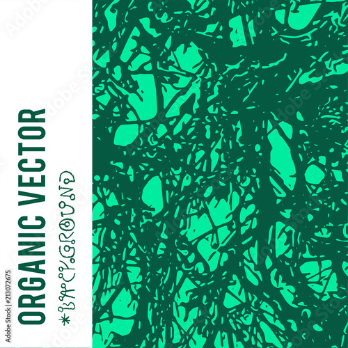 Organic vector background with nature foliage textures and dark grunge items for creation of design banners, music cover, wallpapers ,flyers, web sites with grunge industrial ideas.