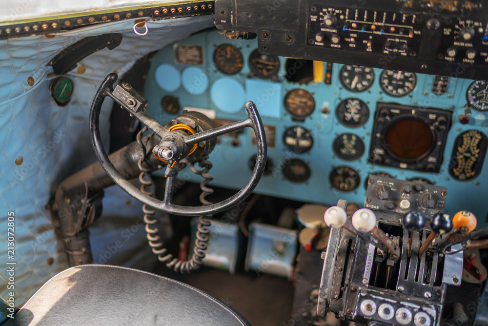 airplane cockpit, airplane interior, jet plane, cockpit buttons Stock Photo  | Adobe Stock