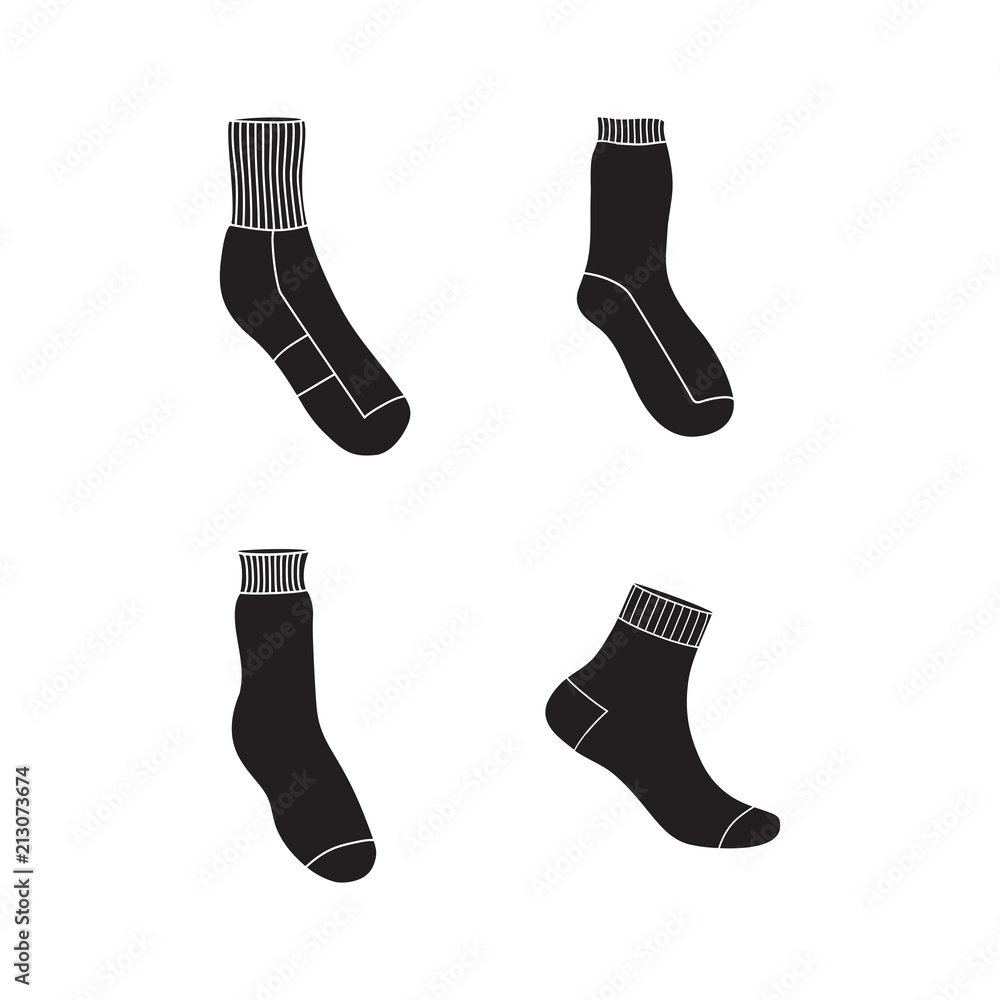 simple socks icon set, black socks design isolated white background simple socks icon set, black socks design isolated white background