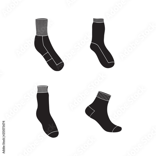 simple socks icon set, black socks design isolated white background