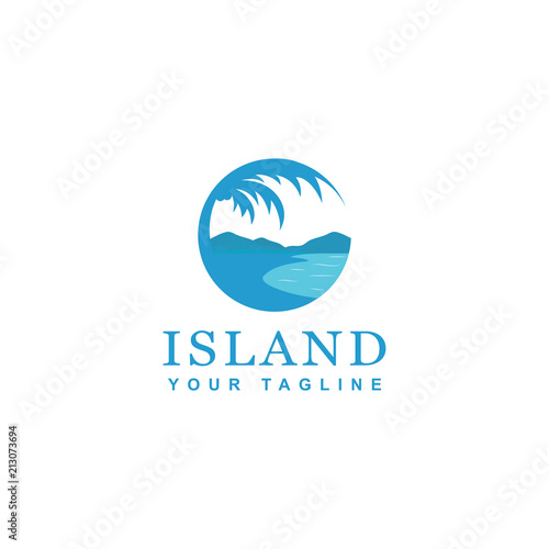 beach and island logo design, vector design of circular beach icons
