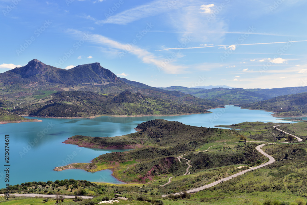 View of the lake (embalse de Zahara), Zahara de la Sierra, Cadiz, Spain