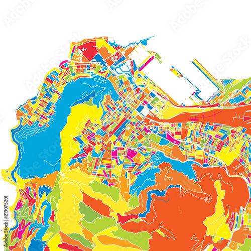Cape Town, South Africa, colorful vector map