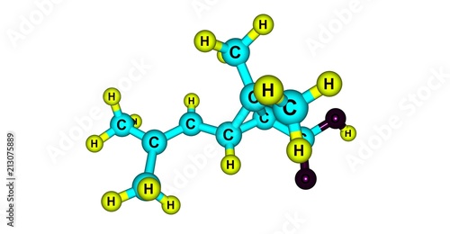 Chrysanthemic acid molecular structure isolated on white photo