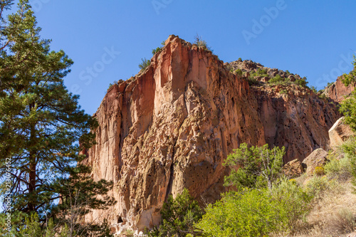 Bandelier National Monument Cliff with Blue Sky