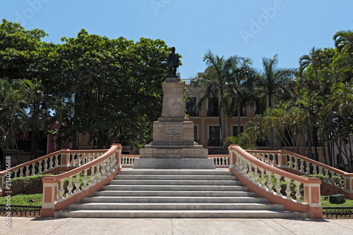 The statue of General Cepeda Peraza in the park Hidalgo, Merida, Mexico