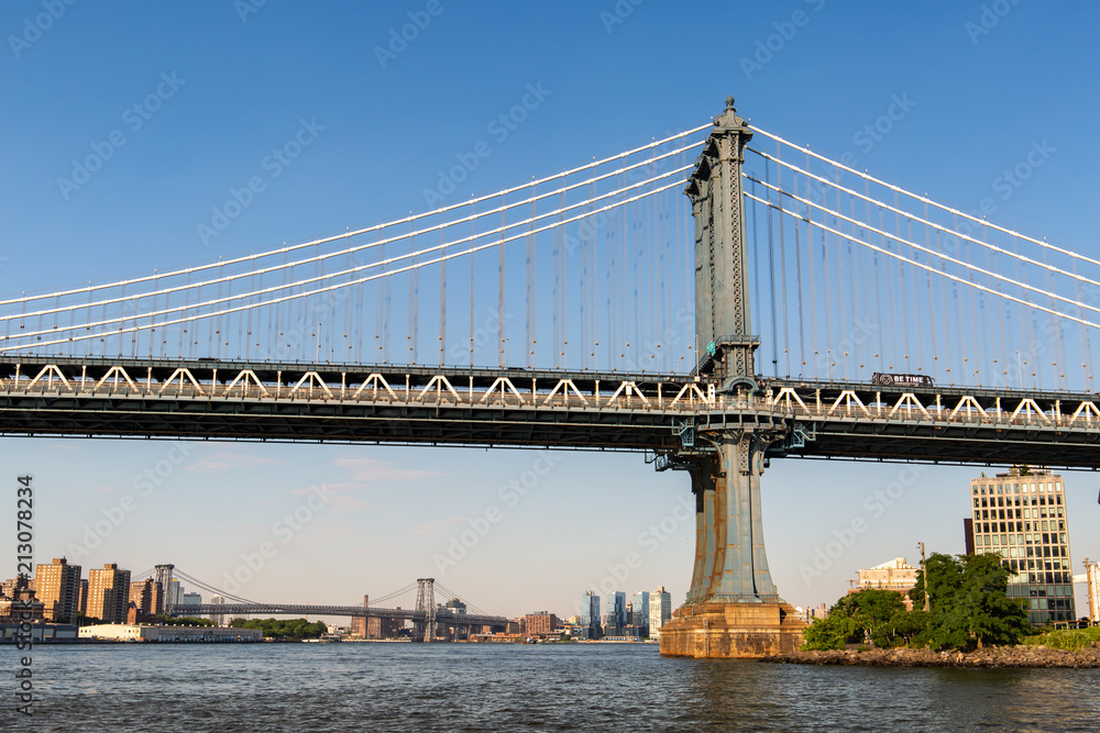 Naklejka premium New York, City / USA - JUL 10 2018: Luxury Buildings and stores in Dumbo Brooklyn Bridge Park