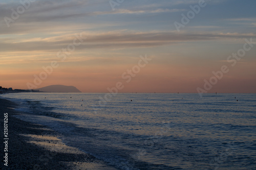 sunset,Monte Conero,Italy,sea,horizon,summer,evening,sky,water,panorama,view