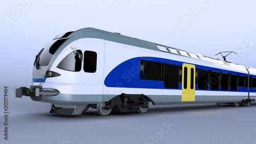 High speed aerodynamic train. 3d rendering