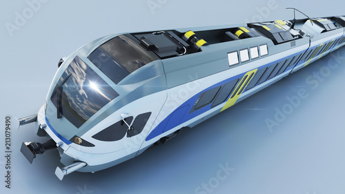 High speed aerodynamic train. 3d rendering