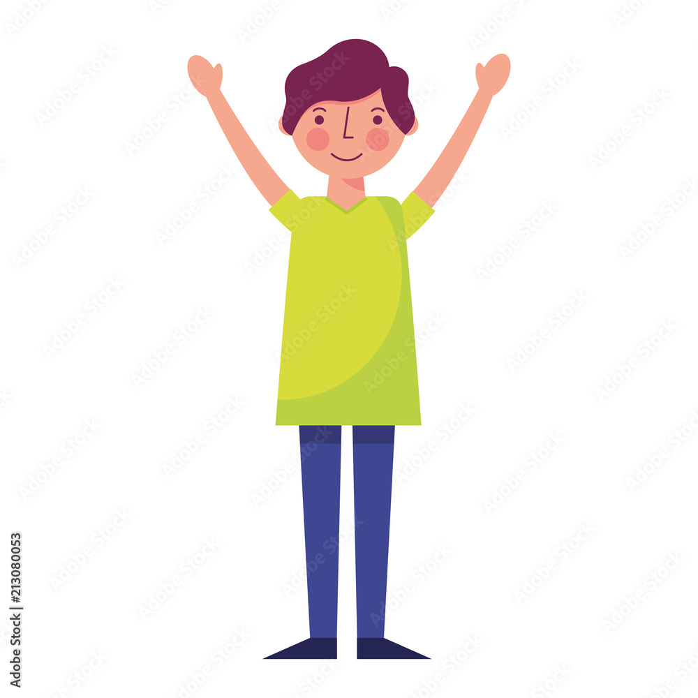 young man with hands up isolated icon young man with hands up isolated icon