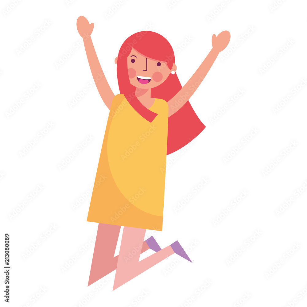 young woman celebrating avatar character young woman celebrating avatar character