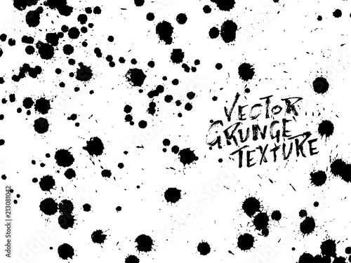 Handdrawn grunge texture. Abstract ink drops background. Black and white grunge illustration. Vector watercolor artwork pattern.