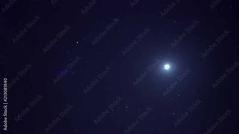 The moon in the night with stars and the sea The moon in the night with stars and the sea