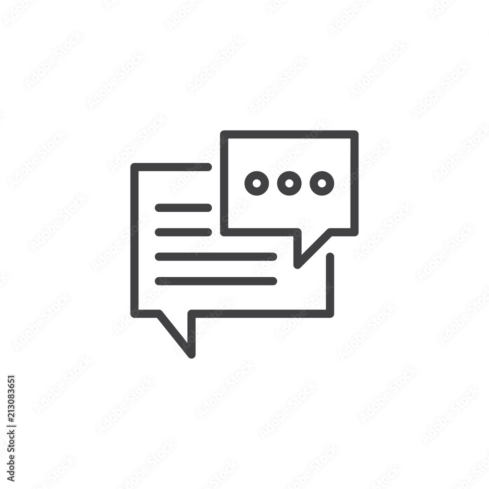 Speech bubbles outline icon. linear style sign for mobile concept and ...