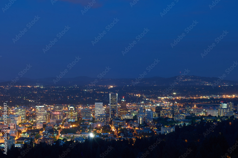 Portland, Oregon after sunset