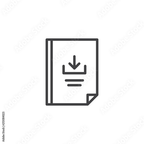 File download outline icon. linear style sign for mobile concept and web design. Document download simple line vector icon. Symbol, logo illustration. Pixel perfect vector graphics