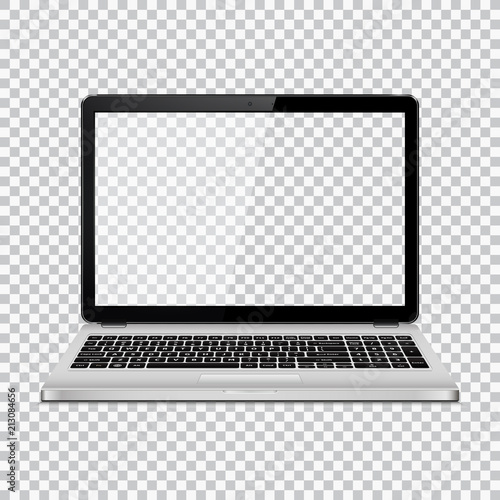 Modern glossy laptop with transparent screen isolated on transparent background