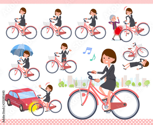 flat type Gray suit business women_city bicycle